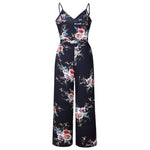 Womens Holiday Floral Playsuit Ladies Summer Sleeveless Long Maxi Jumpsuits - Toplen
