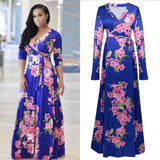 Ladies Boho Floral Chiffon Long Maxi Dress - Toplen