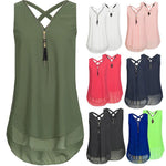 Womens Summer Chiffon Sleeveless Vest Tops - Toplen