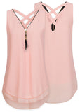 Womens Summer Chiffon Sleeveless Vest Tops - Toplen