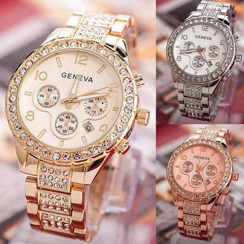 Luxury Women Stainless Steel Watch Ladies Crystal Quartz Analog Bracelet Watches - Toplen