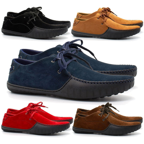 Mens Casual Suede Leather Lace Up Smart Trainers Loafers Shoes - Toplen