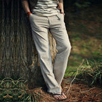 Mens Comfort Linen Pants Trousers Loose Summer Beach Casual - Toplen