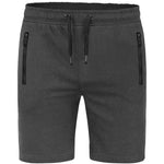 Mens Plain Gym Fleece Jogger Shorts Zip Pockets - Toplen