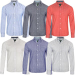 Mens Long Sleeved Oxford Shirt Button Down Collar - Toplen