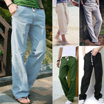 Mens Comfort Linen Pants Trousers Loose Summer Beach Casual - Toplen