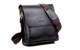 Men Genuine Leather Polo Business Handbag shoulder bag dark brown - Toplen