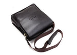 Men Genuine Leather Polo Business Handbag shoulder bag dark brown - Toplen