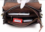 Men Genuine Leather Polo Business Handbag shoulder bag dark brown - Toplen