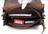 Men Genuine Leather Polo Business Handbag shoulder bag dark brown - Toplen