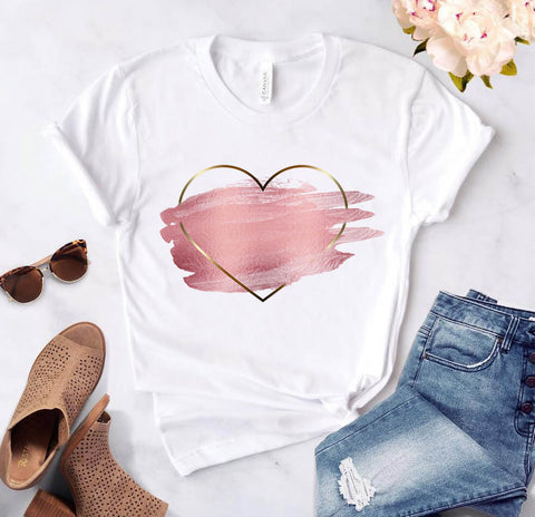 Heart flower print ladies T-shirt