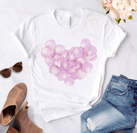 Heart flower print ladies T-shirt