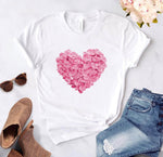 Heart flower print ladies T-shirt