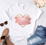 Heart flower print ladies T-shirt