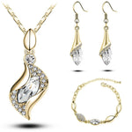 Elegant Luxury Design 18k Rose Gold Plated Crystal Drop Women Jewelry Sets - Toplen