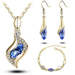 Elegant Luxury Design 18k Rose Gold Plated Crystal Drop Women Jewelry Sets - Toplen