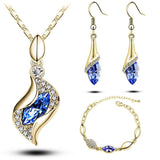 Elegant Luxury Design 18k Rose Gold Plated Crystal Drop Women Jewelry Sets - Toplen
