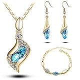 Elegant Luxury Design 18k Rose Gold Plated Crystal Drop Women Jewelry Sets - Toplen
