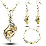 Elegant Luxury Design 18k Rose Gold Plated Crystal Drop Women Jewelry Sets - Toplen