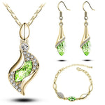 Elegant Luxury Design 18k Rose Gold Plated Crystal Drop Women Jewelry Sets - Toplen