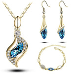 Elegant Luxury Design 18k Rose Gold Plated Crystal Drop Women Jewelry Sets - Toplen