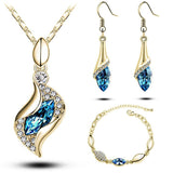 Elegant Luxury Design 18k Rose Gold Plated Crystal Drop Women Jewelry Sets - Toplen