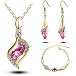 Elegant Luxury Design 18k Rose Gold Plated Crystal Drop Women Jewelry Sets - Toplen