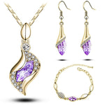 Elegant Luxury Design 18k Rose Gold Plated Crystal Drop Women Jewelry Sets - Toplen