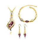 Elegant Luxury Design 18k Rose Gold Plated Crystal Drop Women Jewelry Sets - Toplen