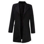 Women Black Breasted Slim Long Jacket Coat - Toplen