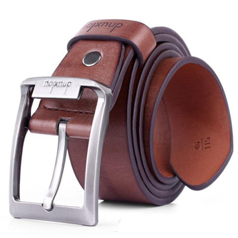 Mens Fashion Leather Single Prong Belt Metal Buckle - Toplen