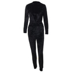 Velvet Tracksuit Two Piece Set Women Sexy Long Sleeve Top And Pants Bodysuit - Toplen