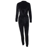 Velvet Tracksuit Two Piece Set Women Sexy Long Sleeve Top And Pants Bodysuit - Toplen