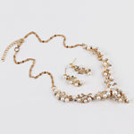 Pearl Rhinestone Necklace Earrings - Toplen