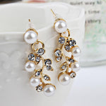 Pearl Rhinestone Necklace Earrings - Toplen