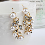 Pearl Rhinestone Necklace Earrings - Toplen
