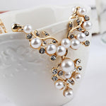 Pearl Rhinestone Necklace Earrings - Toplen