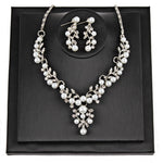 Pearl Rhinestone Necklace Earrings - Toplen