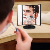 Makeup Mirror Trifold 21 LED Lighted with Touch Screen USB Charging - Toplen