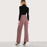 Self Tie Waist Palazzo Pants Pink Elegant High Waist - Toplen