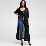Women Coat Solid Color Windbreaker Sleeve Top - Toplen