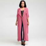 Women Coat Solid Color Windbreaker Sleeve Top - Toplen