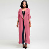 Women Coat Solid Color Windbreaker Sleeve Top - Toplen