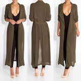 Women Coat Solid Color Windbreaker Sleeve Top - Toplen