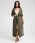 Women Coat Solid Color Windbreaker Sleeve Top - Toplen