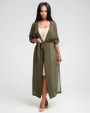 Women Coat Solid Color Windbreaker Sleeve Top - Toplen