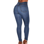 Women's High Waist Skinny Jeans Slim Blue - Toplen