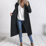 Women Long Jacket Turn Down Collar Overcoat