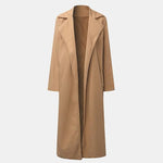 Women Long Jacket Turn Down Collar Overcoat