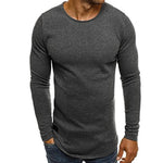 Men Long Sleeved Knitted Crew Neck T-shirt - Toplen